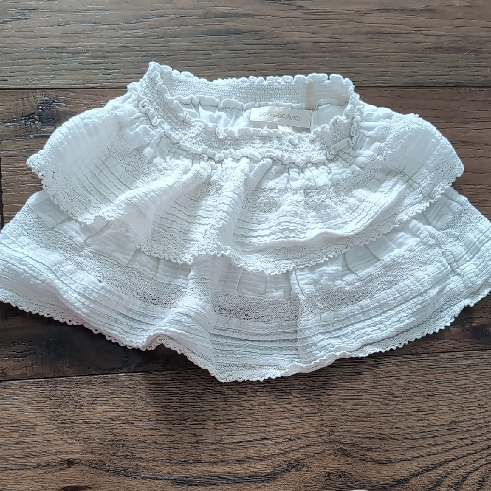 LoveShackFancy White Ruffled Skirt - 3-4